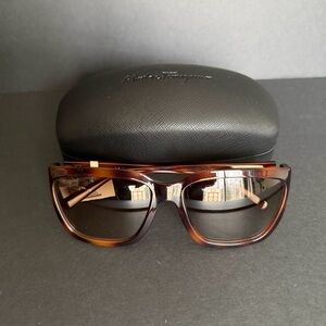 Salvatore Ferragamo Classic Logo 59mm Gradient Rectangle Tortoise Sunglasses